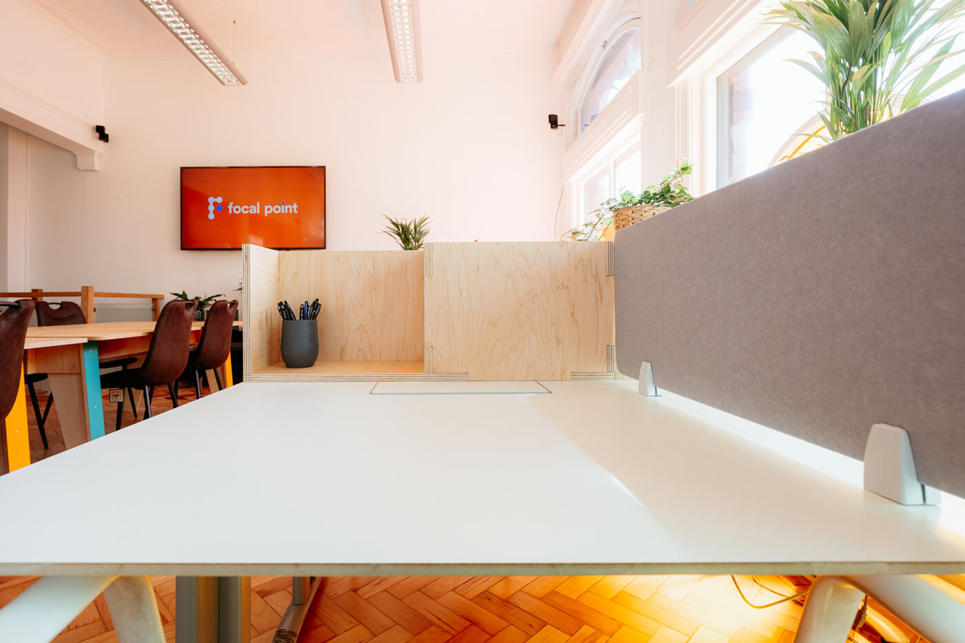 A close up of a hot desk at Focal Point