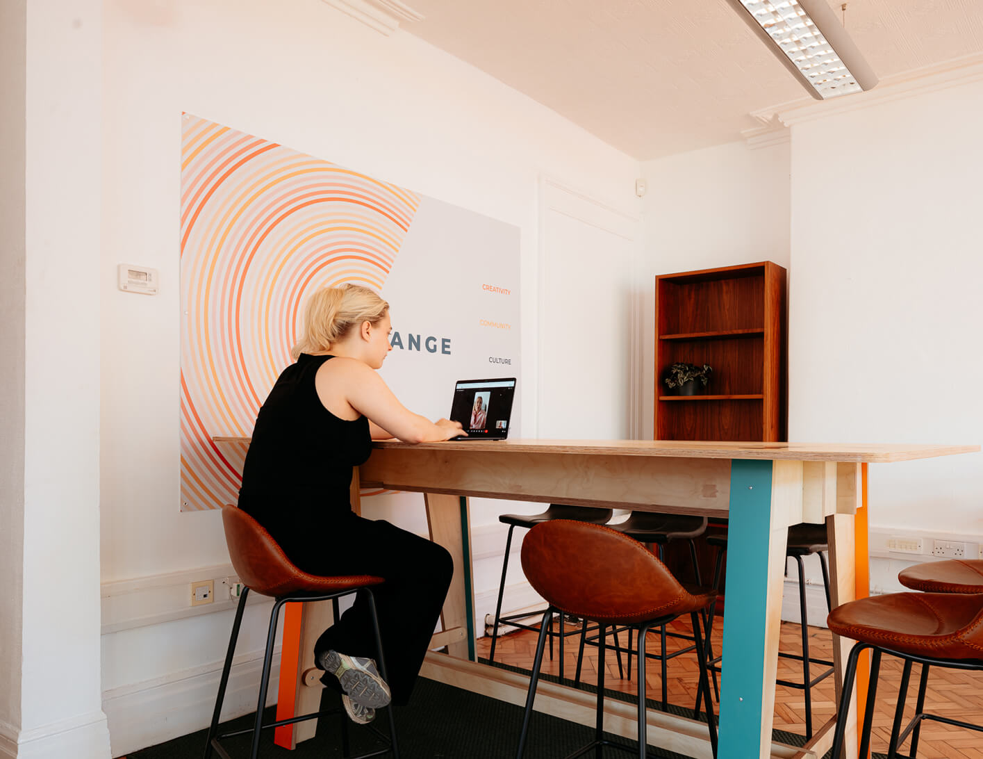 A woman working on her laptop at Focal Point